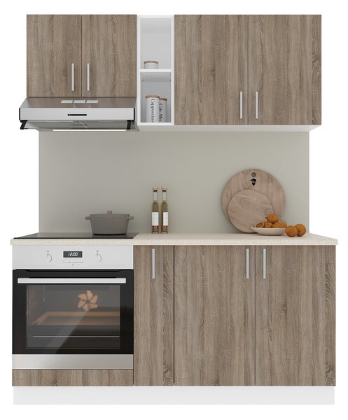 Set haaus V7, Stejar Sonoma Inchis/Alb, Blat Thermo 28 mm, L 160 cm