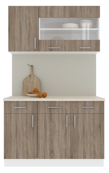 Set haaus V3, Stejar Sonoma Inchis/Alb, Blat Thermo 28 mm, L 120 cm