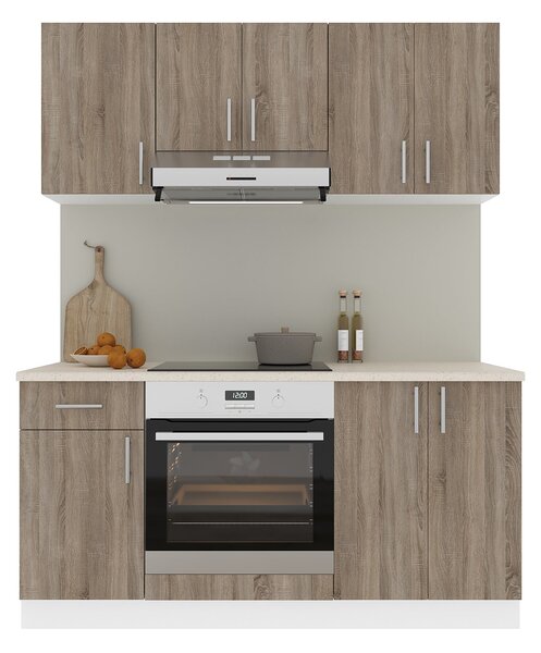 Set haaus V6, Stejar Sonoma Inchis/Alb, Blat Thermo 28 mm, L 160 cm