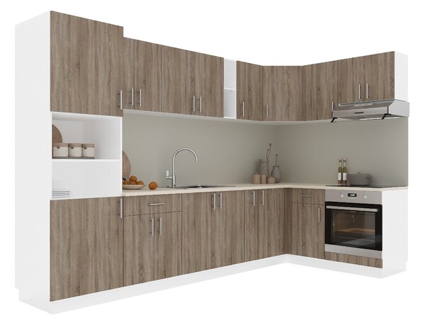 Set haaus V35, Stejar Sonoma Inchis/Alb, Blat Thermo 28 mm, L 320 x 160 cm