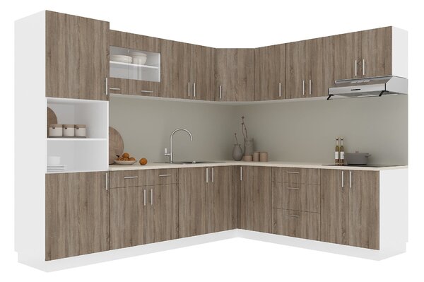Set haaus V36, Stejar Sonoma Inchis/Alb, Blat Thermo 28 mm, L 280 x 220 cm