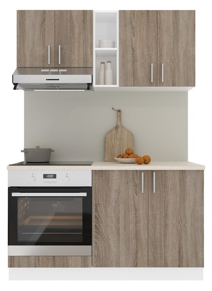 Set haaus V4, Stejar Sonoma Inchis/Alb, Blat Thermo 28 mm, L 140 cm