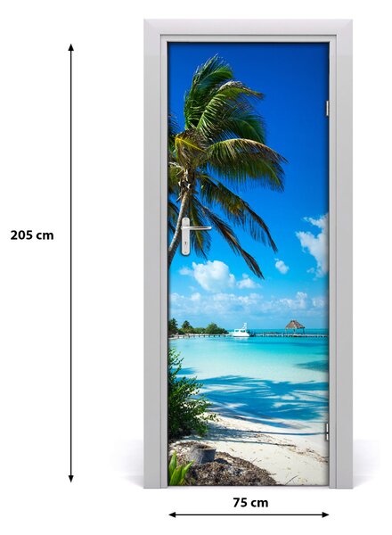 Autocolante pentru usi plaja tropicala