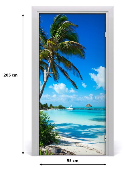 Autocolante pentru usi plaja tropicala