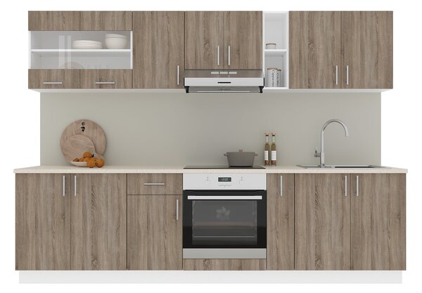 Set haaus V21, Stejar Sonoma Inchis/Alb, Blat Thermo 28 mm, L 280 cm
