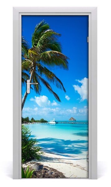 Autocolante pentru usi plaja tropicala