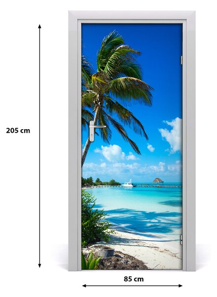 Autocolante pentru usi plaja tropicala