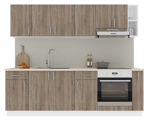 Set haaus V17, Stejar Sonoma Inchis/Alb, Blat Thermo 28 mm, L 240 cm