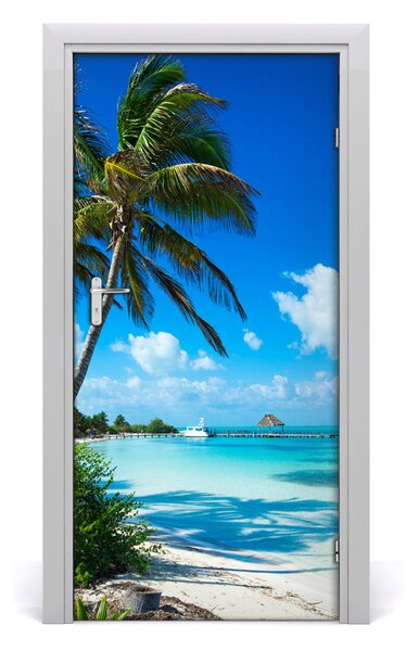 Autocolante pentru usi plaja tropicala
