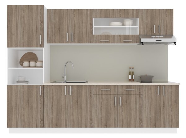 Set haaus V23, Stejar Sonoma Inchis/Alb, Blat Thermo 28 mm, L 280 cm