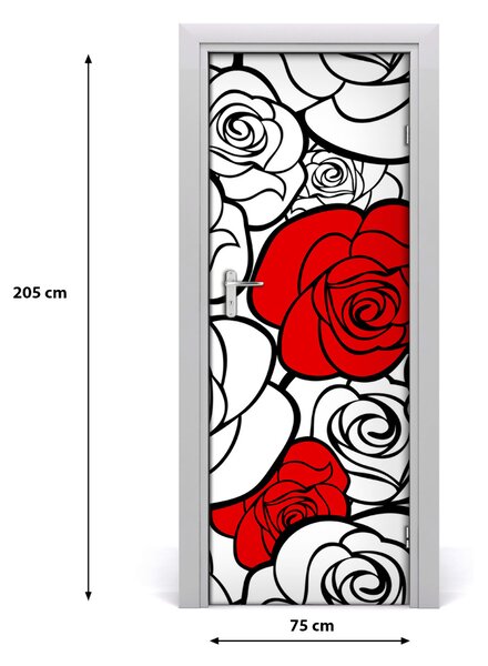 Autocolante pentru usi Furnir imagini de fundal adezive Roses usi