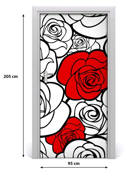 Autocolante pentru usi Furnir imagini de fundal adezive Roses usi