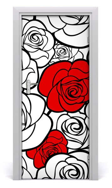 Autocolante pentru usi Furnir imagini de fundal adezive Roses usi
