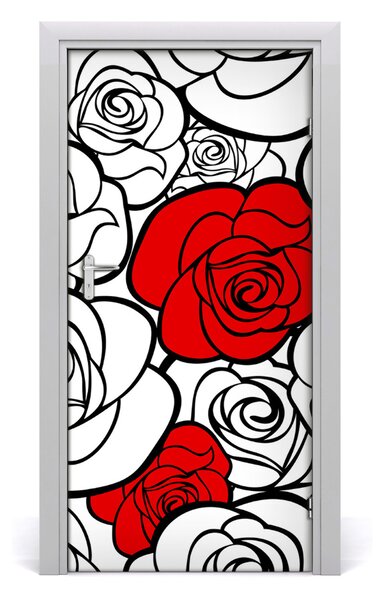 Autocolante pentru usi Furnir imagini de fundal adezive Roses usi