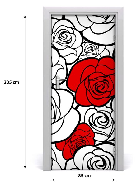 Autocolante pentru usi Furnir imagini de fundal adezive Roses usi