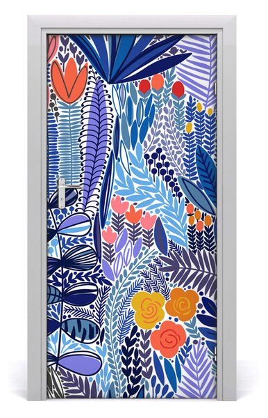 Autocolante pentru usi flori tropicale