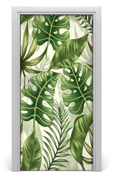 Autocolante pentru usi frunze tropicale