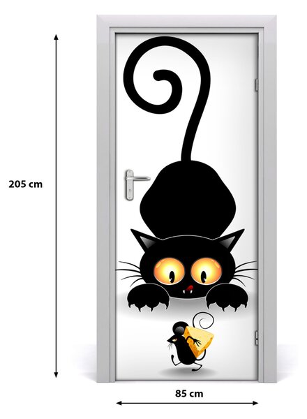 Autocolante pentru usi pisică de perete și mouse-ul