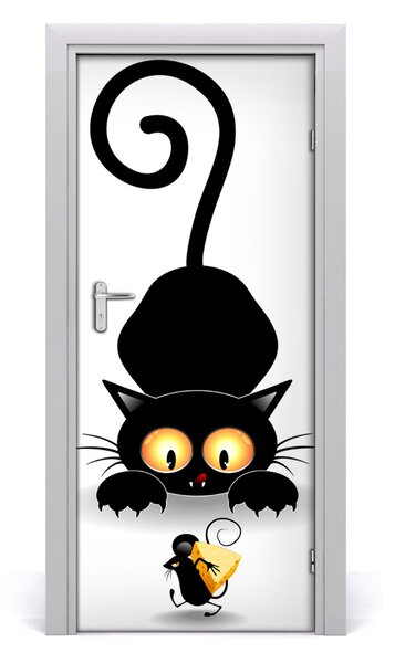 Autocolante pentru usi pisică de perete și mouse-ul