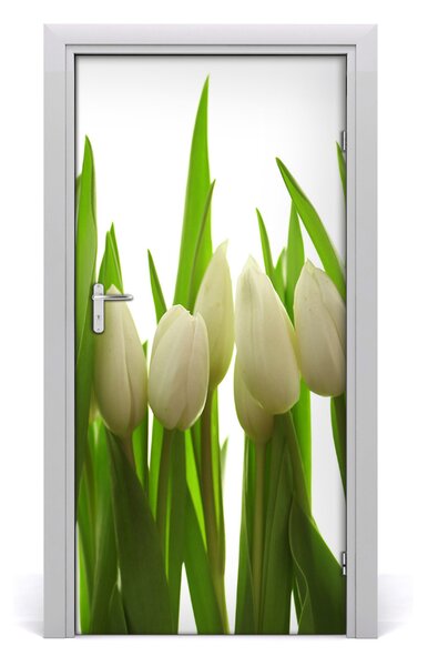 Autocolante pentru usi Perete decor autocolant alb lalele UȘĂ