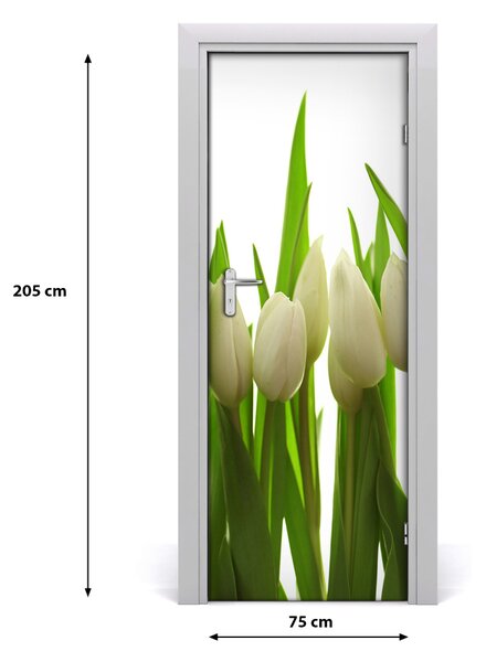 Autocolante pentru usi Perete decor autocolant alb lalele UȘĂ