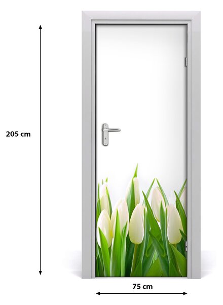 Autocolante pentru usi Perete decor autocolant alb lalele UȘĂ