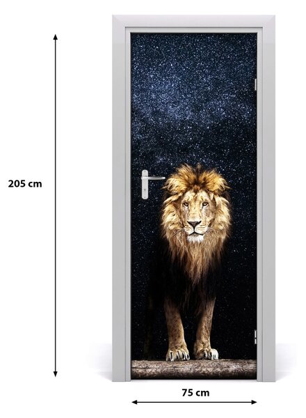 Autocolante pentru usi Leul pe fondul de stele