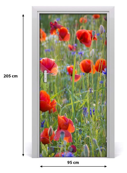 Autocolante pentru usi wildflowers maci