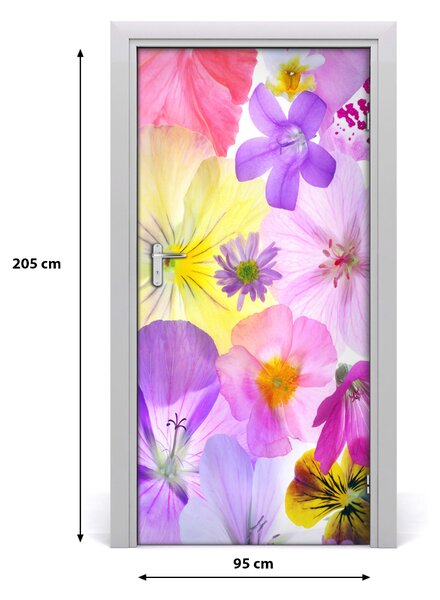 Autocolante pentru usi Autocolant de perete furnir DOOR flori colorate