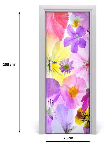 Autocolante pentru usi Autocolant de perete furnir DOOR flori colorate