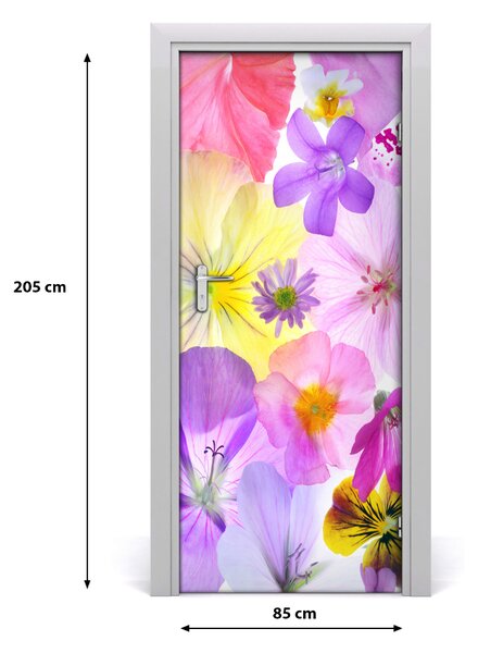 Autocolante pentru usi Autocolant de perete furnir DOOR flori colorate