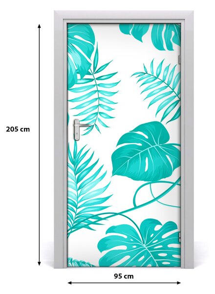 Autocolante pentru usi frunze tropicale