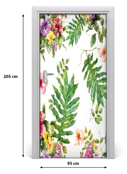 Autocolante pentru usi flori tropicale