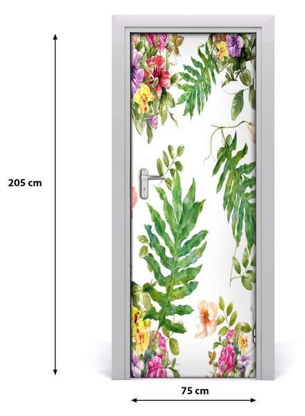 Autocolante pentru usi flori tropicale