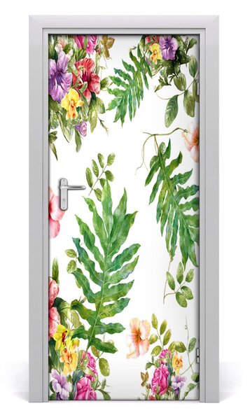 Autocolante pentru usi flori tropicale
