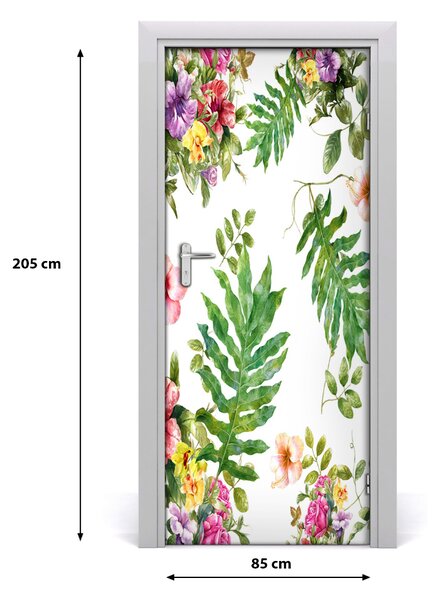 Autocolante pentru usi flori tropicale