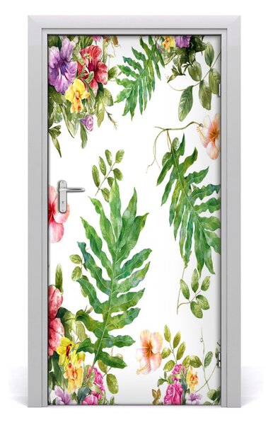 Autocolante pentru usi flori tropicale