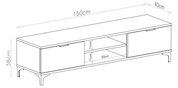 Mazzoni Comodă TV LANA RTV-150 Bej (Șampanie) - SUB TV ÎN CAMERA DE ZI