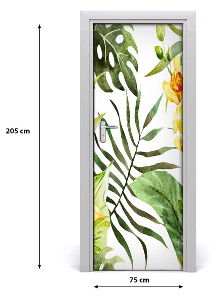Autocolante pentru usi flori tropicale