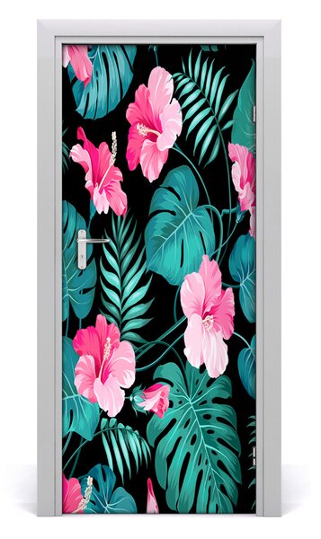 Autocolante pentru usi flori Hawaii