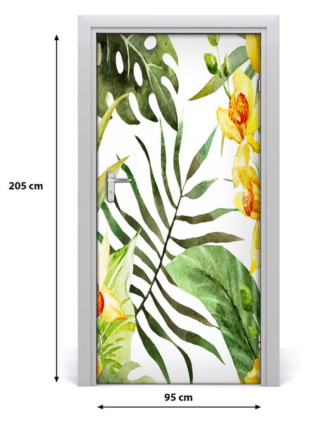 Autocolante pentru usi flori tropicale