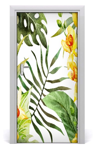 Autocolante pentru usi flori tropicale