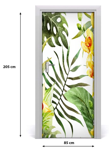 Autocolante pentru usi flori tropicale