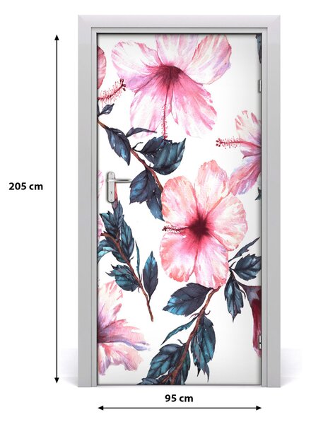 Autocolante pentru usi Furnir adeziv imagini de fundal ușă Hibiscus