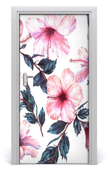 Autocolante pentru usi Furnir adeziv imagini de fundal ușă Hibiscus