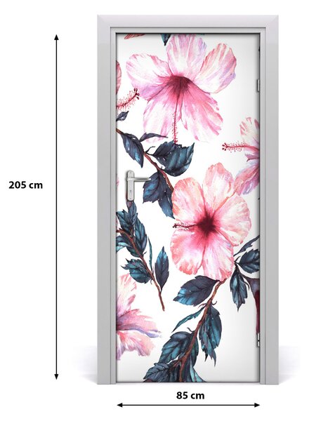 Autocolante pentru usi Furnir adeziv imagini de fundal ușă Hibiscus