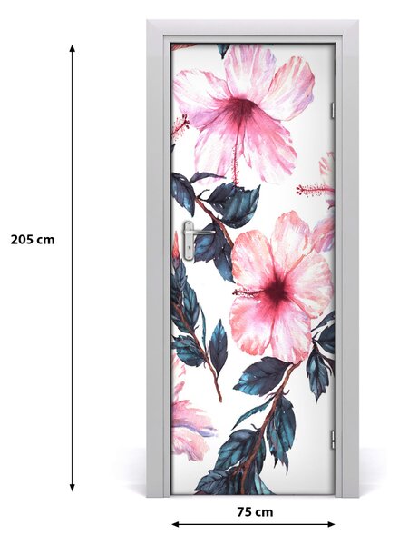 Autocolante pentru usi Furnir adeziv imagini de fundal ușă Hibiscus
