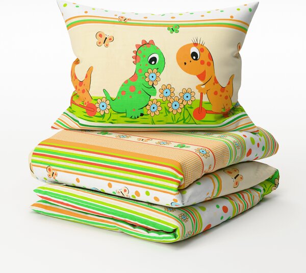 Lenjerie de pat pentru patut DINO colorata