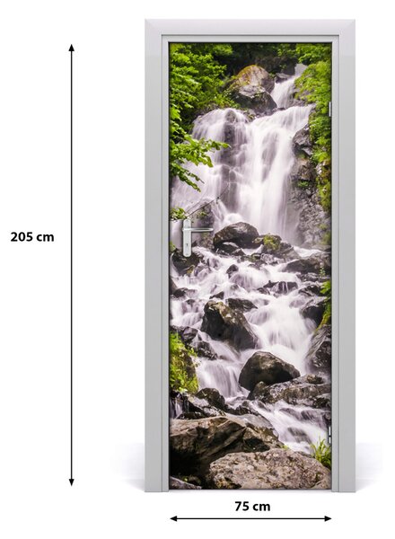 Autocolante pentru usi Cascada ușă autoadeziv în pădure