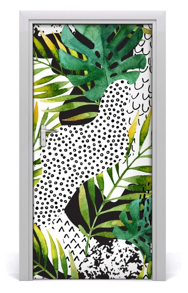 Autocolante pentru usi frunze tropicale